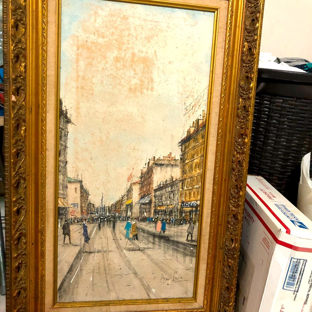 Boullevie <Artist Genuine . Paris Panting orig Bro’s Widow’s frequented France